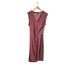 Banana Republic Women's Midi Dress Geometric Wrap Sleeveless Red Size Medium